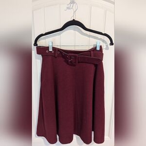 Cozy Dark Red Winter Skirt w/ Belt Size M